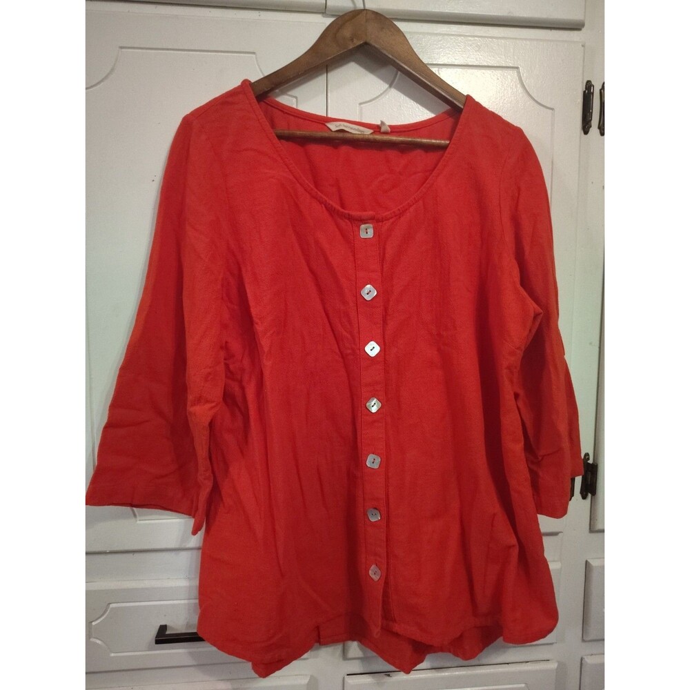 Soft Surroundings Bar Harbor Gauze 3/4 Sleeve Top Size Large